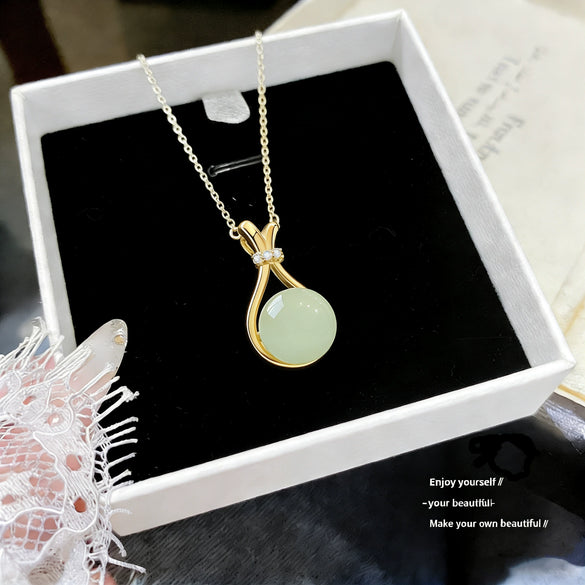 Women's Modern Minimalist Casual Style Pearl Glass Money Bag Pendant Titanium Steel Necklace With Zircon Inlay