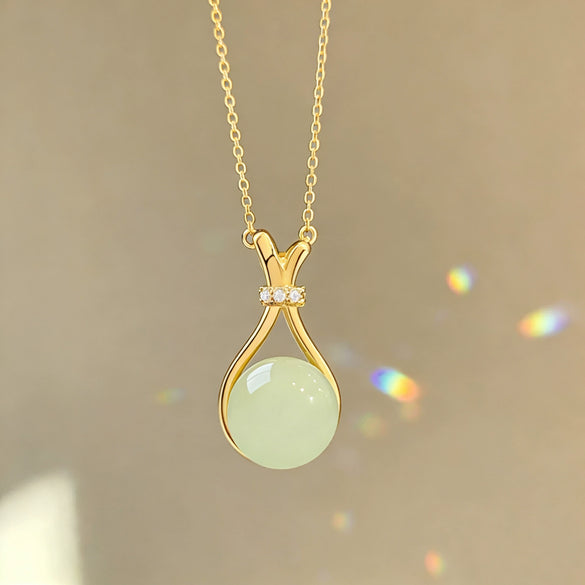 Women's Modern Minimalist Casual Style Pearl Glass Money Bag Pendant Titanium Steel Necklace With Zircon Inlay