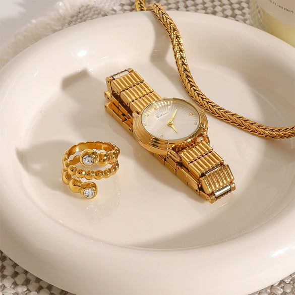 Women's Modern Minimalist Stainless Steel Geometric Jewelry With Diamond Electroplated