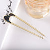 Women's Modern Minimalist Ushaped Acetate Hairpin With Frosted Metal Plate Detail Antiqueinspired Hair Accessory