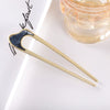 Women's Modern Minimalist Ushaped Acetate Hairpin With Frosted Metal Plate Detail Antiqueinspired Hair Accessory