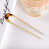 Women's Modern Minimalist Ushaped Acetate Hairpin With Frosted Metal Plate Detail Antiqueinspired Hair Accessory