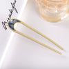 Women's Modern Minimalist Ushaped Acetate Hairpin With Frosted Metal Plate Detail Antiqueinspired Hair Accessory