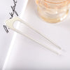 Women's Modern Minimalist Ushaped Acetate Hairpin With Frosted Metal Plate Detail Antiqueinspired Hair Accessory