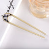 Women's Modern Minimalist Ushaped Acetate Hairpin With Frosted Metal Plate Detail Antiqueinspired Hair Accessory