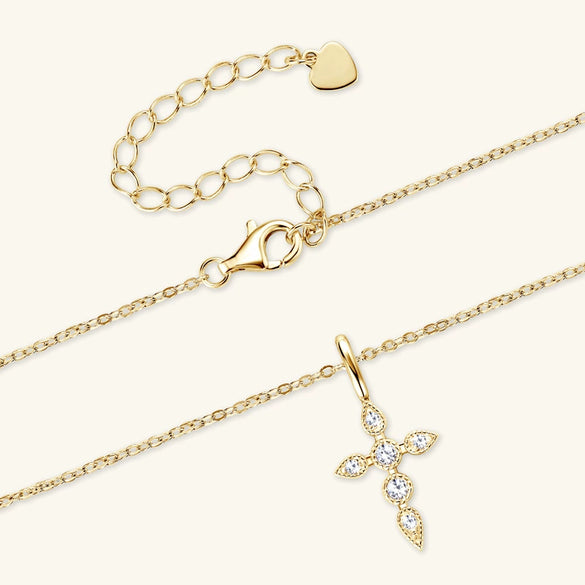 Women's Moissanite Cross Necklace Light Luxury Style Geometric Pattern S925 Sterling Silver Electroplated