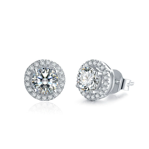 Women's Moissanite Earrings S925 Sterling Silver Plated Platinum Geometric Fresh Style