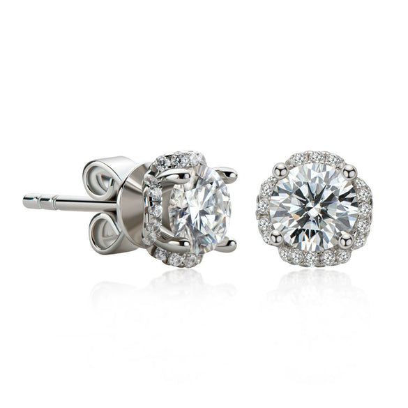 Women's Moissanite Earrings S925 Sterling Silver Plated Platinum Geometric Fresh Style