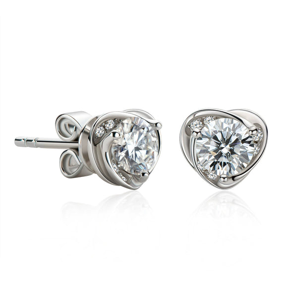 Women's Moissanite Earrings S925 Sterling Silver Plated Platinum Geometric Fresh Style