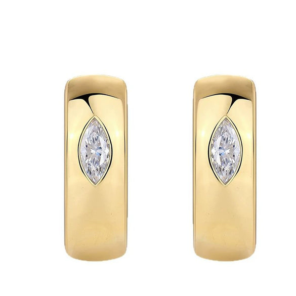 Women's Moissanite Inlaid Geometric 925 Silver Earrings