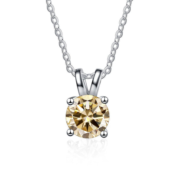 Women's Moissanite Necklace 925 Sterling Silver Plated Pt950 Gold Round Pendant With Animals Zodiac Pattern Set With Precious Stones