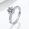 Women's Moissanite Ring In S925 Silver Geometric Single Row Six Claw Engagement Ring With Electroplated Finish