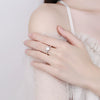 Women's Moissanite Ring In S925 Silver Geometric Single Row Six Claw Engagement Ring With Electroplated Finish