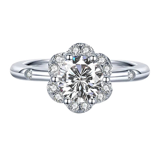 Women's Moissanite Ring S925 Sterling Silver Classic Six Claw Geometric Design