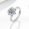 Women's Moissanite Ring S925 Sterling Silver Geometric Round Cut Snowflake Electroplated