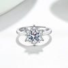 Women's Moissanite Ring S925 Sterling Silver Geometric Round Cut Snowflake Electroplated