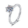 Women's Moissanite Ring S925 Sterling Silver Plated Pt950 Gold Wave Pattern Light Luxury Style Electroplated