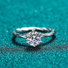 Women's Moissanite Ring S925 Sterling Silver Plated Pt950 Gold Wave Pattern Light Luxury Style Electroplated