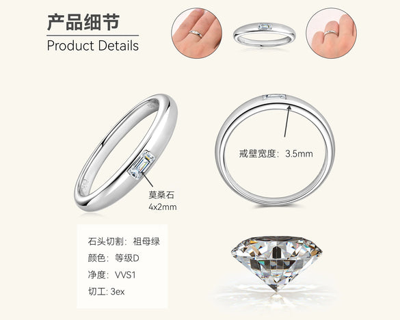 Women's Moissanite Ring 925 Sterling Silver Geometric Style Electroplated