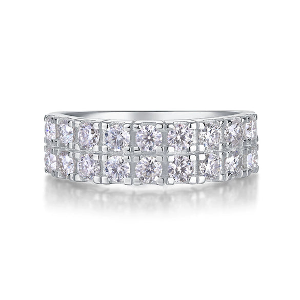 Women's Moissanite S925 Sterling Silver Geometric Design Fashion Ring