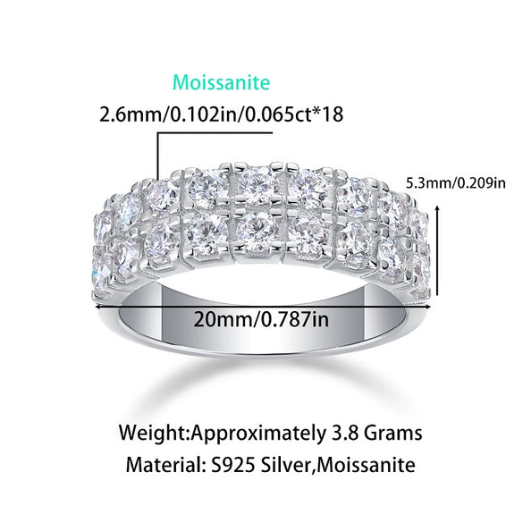 Women's Moissanite S925 Sterling Silver Geometric Design Fashion Ring