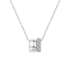 Women's Moissanite S925 Sterling Silver Geometric Double Circle Pendant Necklace Set With Diamonds