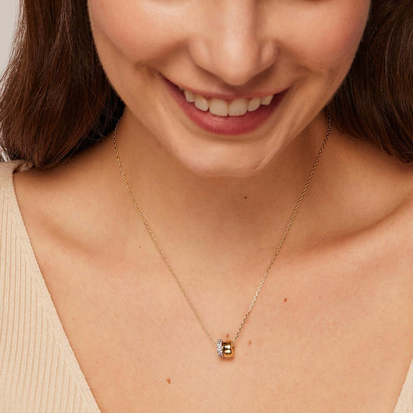 Women's Moissanite S925 Sterling Silver Geometric Double Circle Pendant Necklace Set With Diamonds