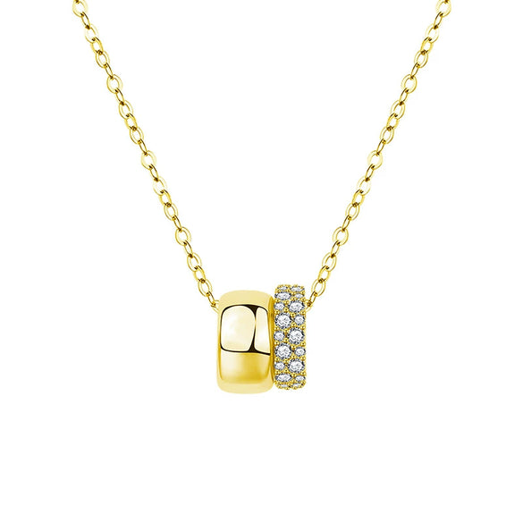 Women's Moissanite S925 Sterling Silver Geometric Double Circle Pendant Necklace Set With Diamonds