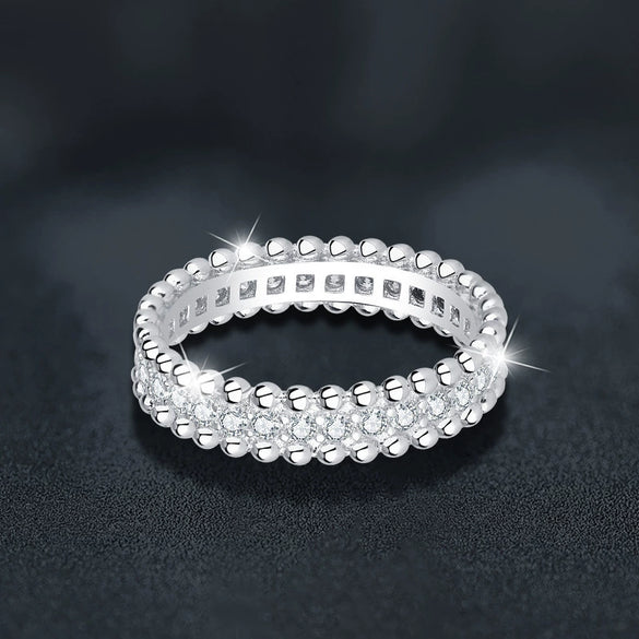 Women's Moissanite S925 Sterling Silver Geometric Pattern Minimalist Ring Jewelry