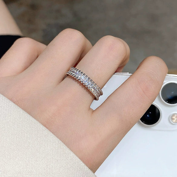 Women's Moissanite S925 Sterling Silver Geometric Pattern Minimalist Ring Jewelry