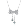 Women's Moissanite 925 Silver Bow Tassel Pendant Cross Chain Highend Electroplated Necklace