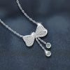 Women's Moissanite 925 Silver Bow Tassel Pendant Cross Chain Highend Electroplated Necklace