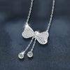 Women's Moissanite 925 Silver Bow Tassel Pendant Cross Chain Highend Electroplated Necklace