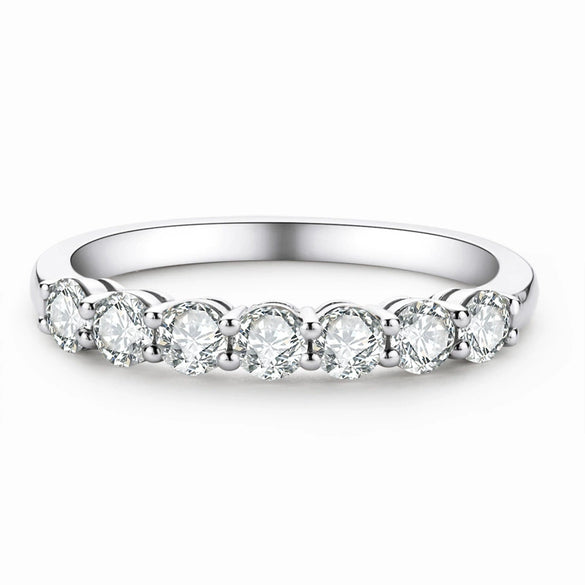 Women's Moissanite 925 Sterling Silver Geometric Seven Star Row Ring Jewelry Set With Diamonds