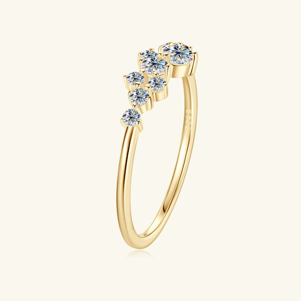 Women's Moissanite Sterling Silver Ring With Niche Design Star And Geometric Pattern And Electroplating Process