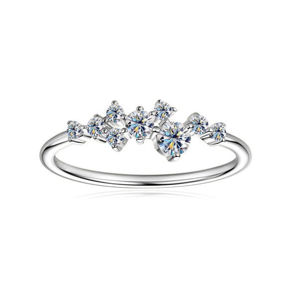 Women's Moissanite Sterling Silver Ring With Niche Design Star And Geometric Pattern And Electroplating Process