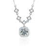 Women's Moissanite 925 Sterling Silver Tassel Necklace With Square Pendant And Cross Chain Ushape Design