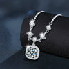 Women's Moissanite 925 Sterling Silver Tassel Necklace With Square Pendant And Cross Chain Ushape Design
