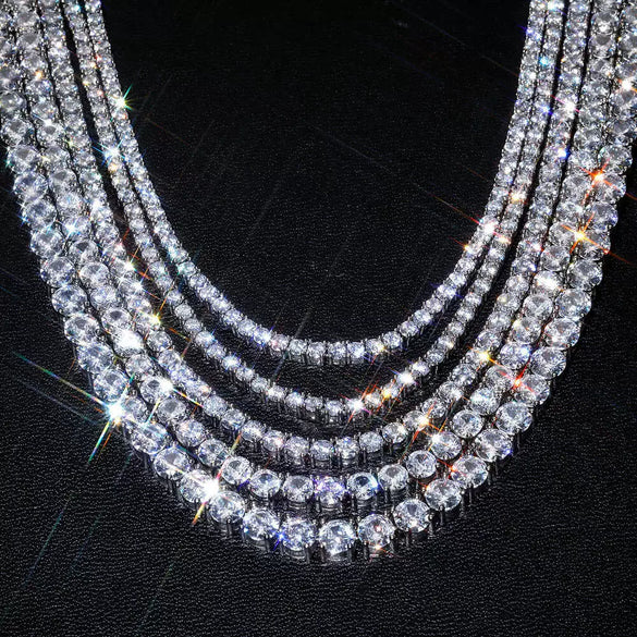 Women's Moissanite Tennis Bracelet Necklace S925 Silver Geometric Stacking Style Electroplated