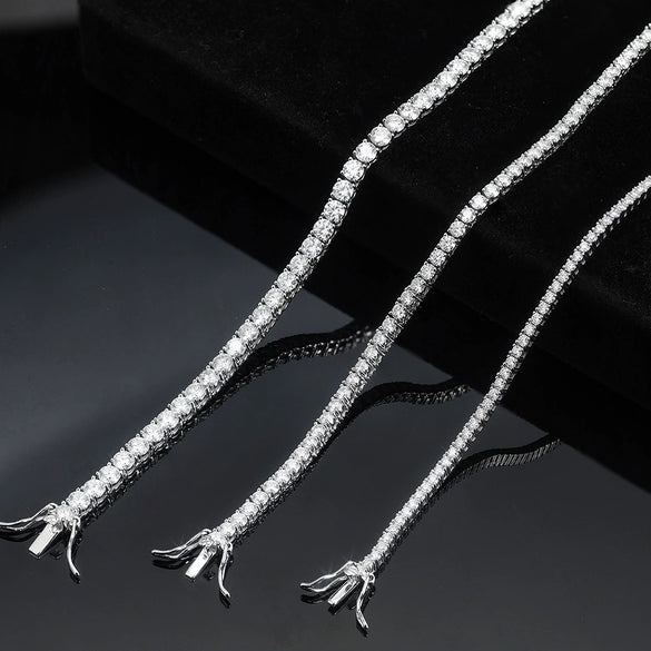 Women's Moissanite Tennis Bracelet Necklace S925 Silver Geometric Stacking Style Electroplated