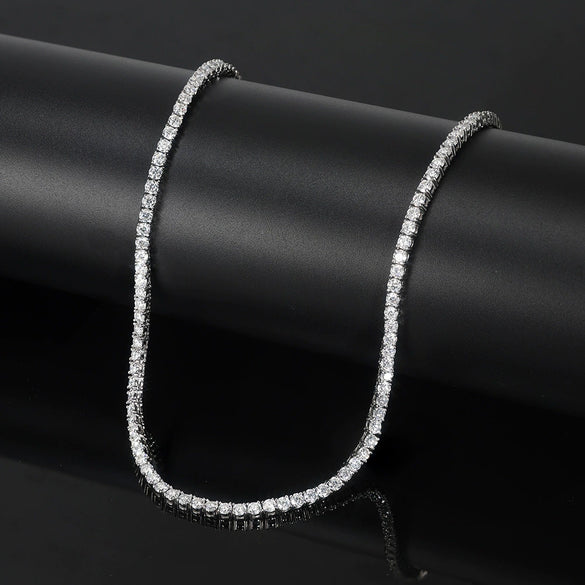 Women's Moissanite Tennis Bracelet Necklace S925 Silver Geometric Stacking Style Electroplated