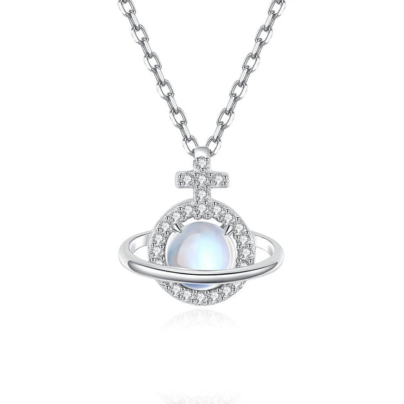 Women's Moonstone Star Pendant Necklace S925 Silver Minimalist Electroplated