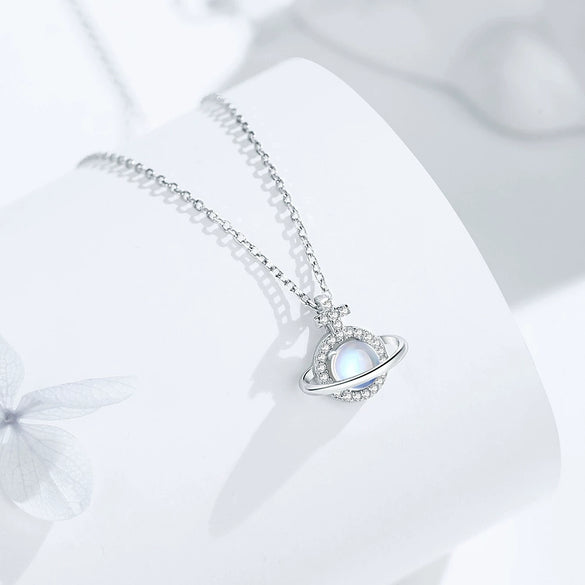 Women's Moonstone Star Pendant Necklace S925 Silver Minimalist Electroplated