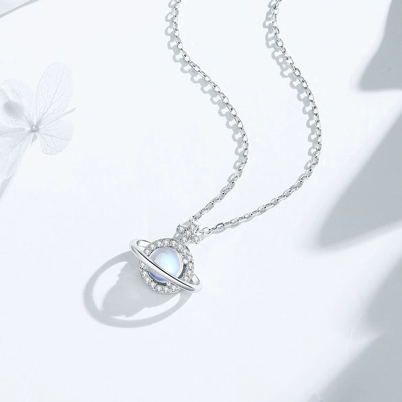 Women's Moonstone Star Pendant Necklace S925 Silver Minimalist Electroplated