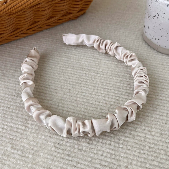 Women's Mori Satin Pleated Geometric Handmade Cloth Headband
