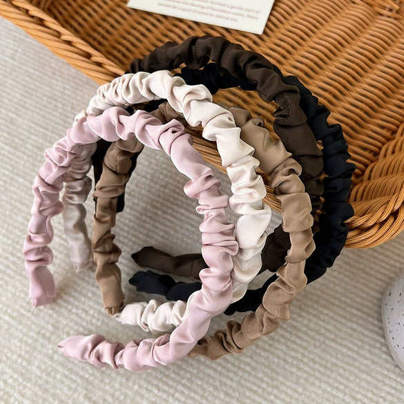 Women's Mori Satin Pleated Geometric Handmade Cloth Headband