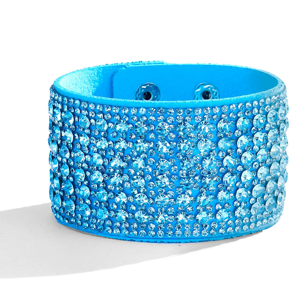Women's Multi Layer Artificial Leather Bracelet With Magnetic Buckle Electroplated Heart And Geometric Full Rhinestone Wide Edge Design