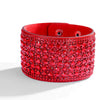 Women's Multi Layer Artificial Leather Bracelet With Magnetic Buckle Electroplated Heart And Geometric Full Rhinestone Wide Edge Design