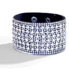 Women's Multi Layer Artificial Leather Bracelet With Magnetic Buckle Electroplated Heart And Geometric Full Rhinestone Wide Edge Design