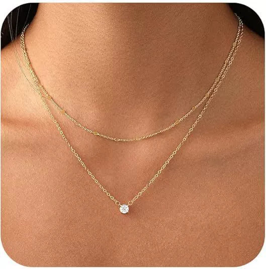 Women's Multi Layer Copper Heart Pendant Clavicle Necklace Electroplated Minimalist Casual Chain
